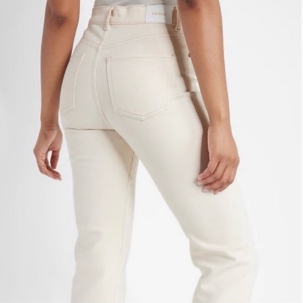NWT Express High Rise Boot Leg Cream Beige Denim Jeans Women’s Sz 10R - Picture 2 of 14